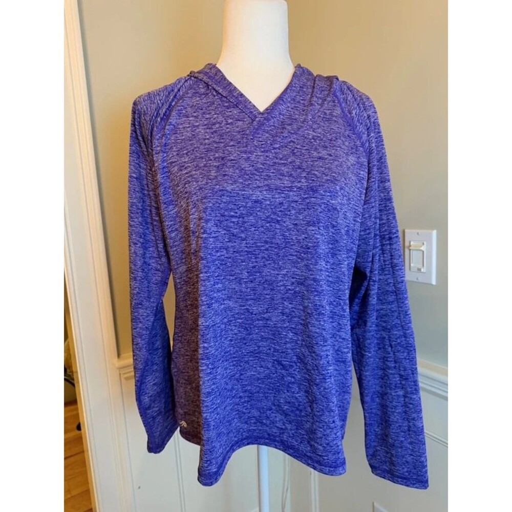 Ideology Purple Heather Cold Shoulder Hooded Active Top Size XL